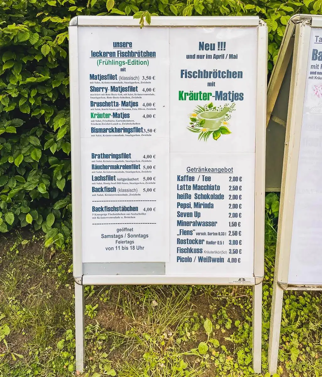 Angebot Fischbrötchenstand an der Seebrücke Lubmin